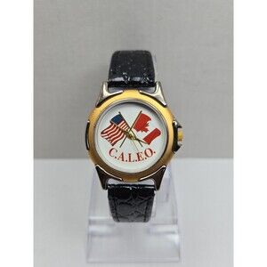 Star Line CALEO US Canada Flag Law Enforcement Quartz Watch New Battery Rare Vtg